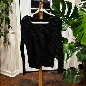 a.n.a Black Open-Knit Scoop Neck Sweater